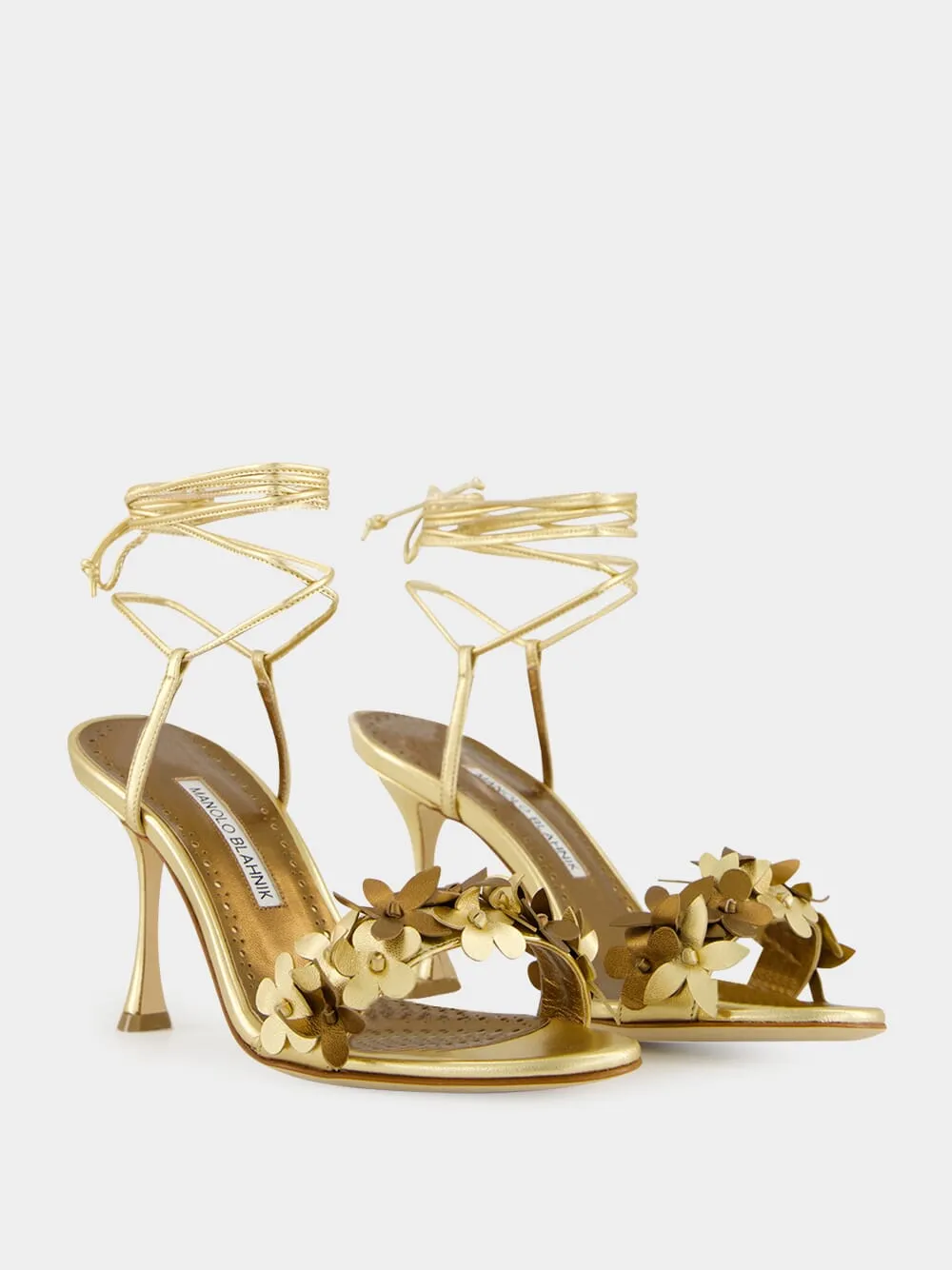 Anista Gold Floral Ankle Strap Sandals sold by Fashion Clinic product image thumbnail 3