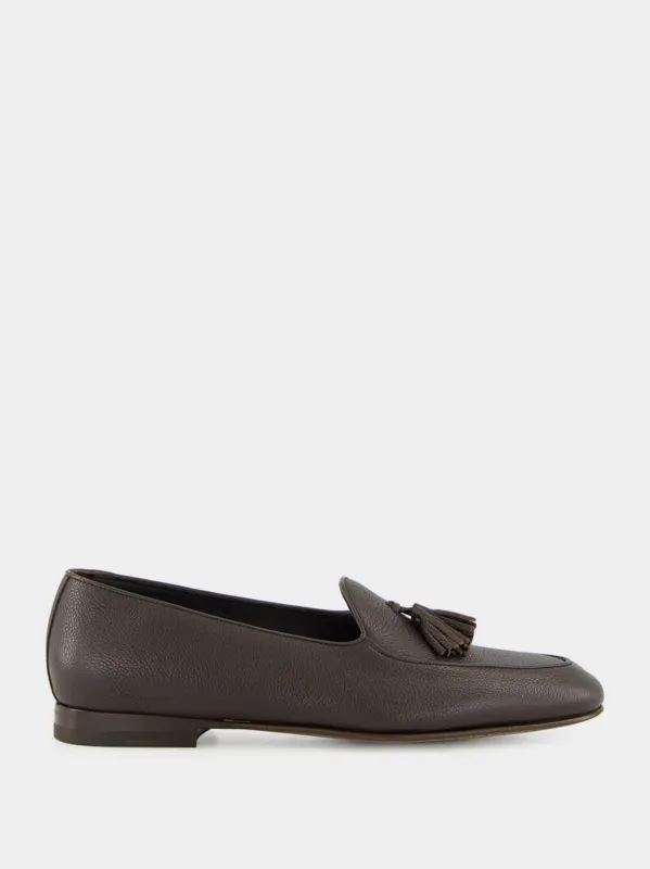 Lennox Dark Brown Leather Tassel Loafers sold by Fashion Clinic