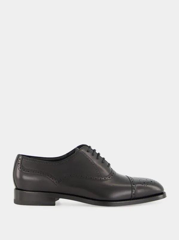 Witney Black Leather Brogue Oxfords made by Manolo Blahnik