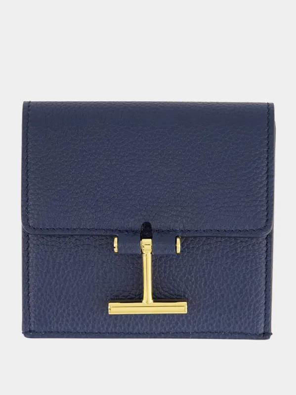 Denim Blue Tara Grain Leather Card Holder sold by Fashion Clinic