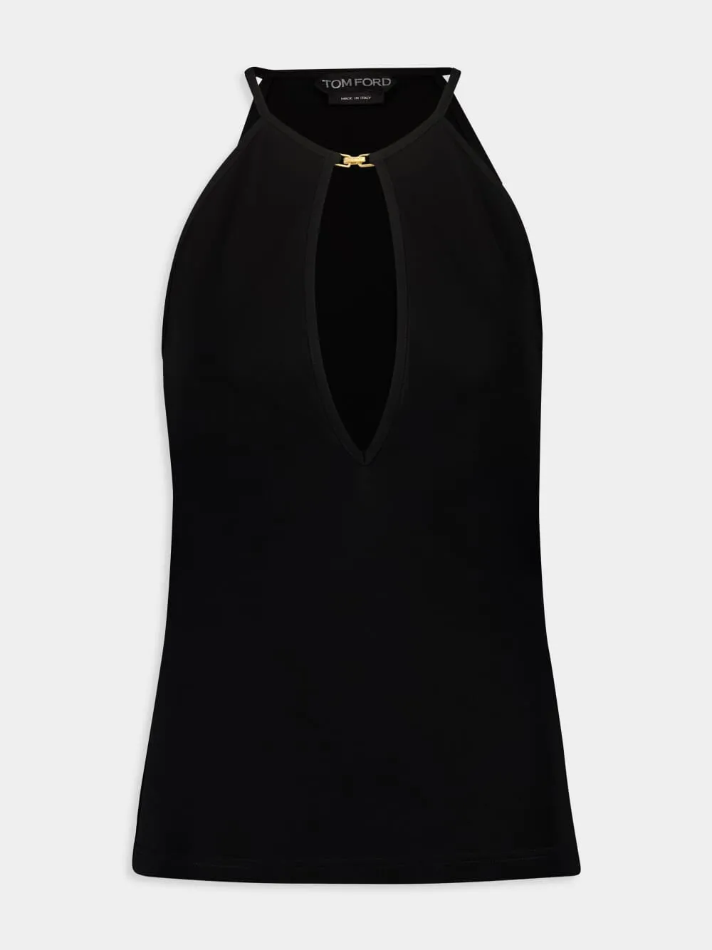 Black Crepe Jersey Halterneck Top sold by Fashion Clinic