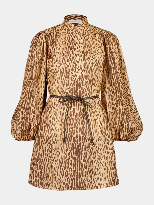 Tan Leopard Cascadian Tunic Mini Dress sold by Fashion Clinic