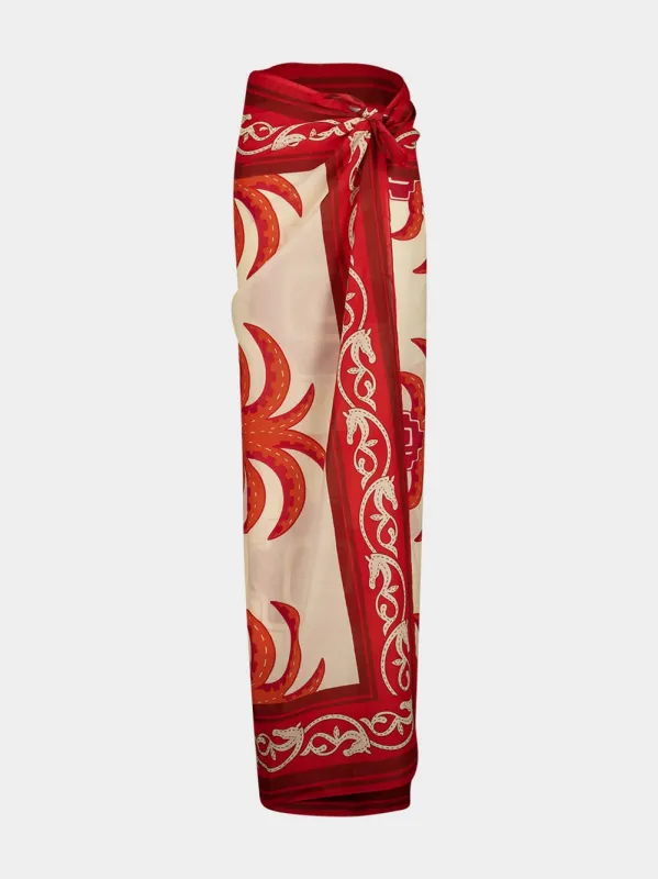 Red Tropical Equestrian Pareo sold by Fashion Clinic
