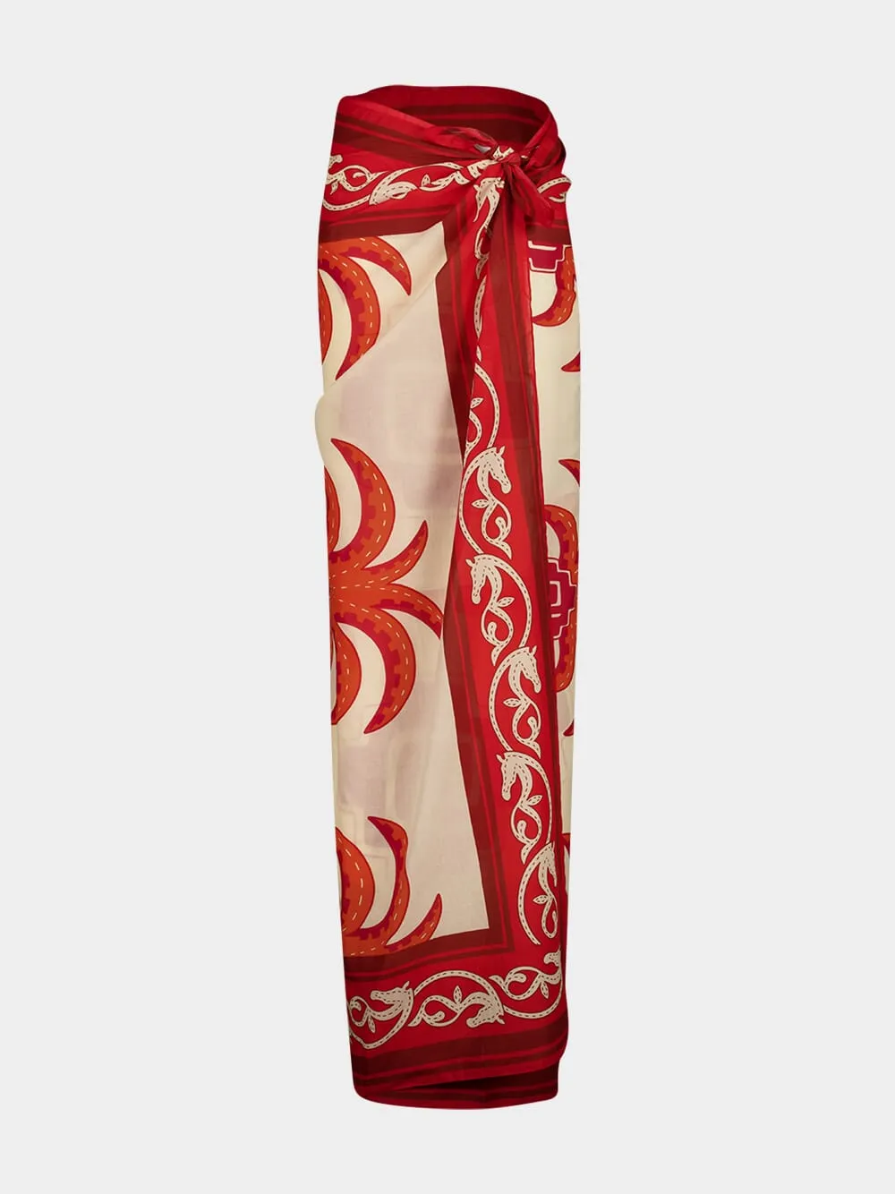 Red Tropical Equestrian Pareo sold by Fashion Clinic