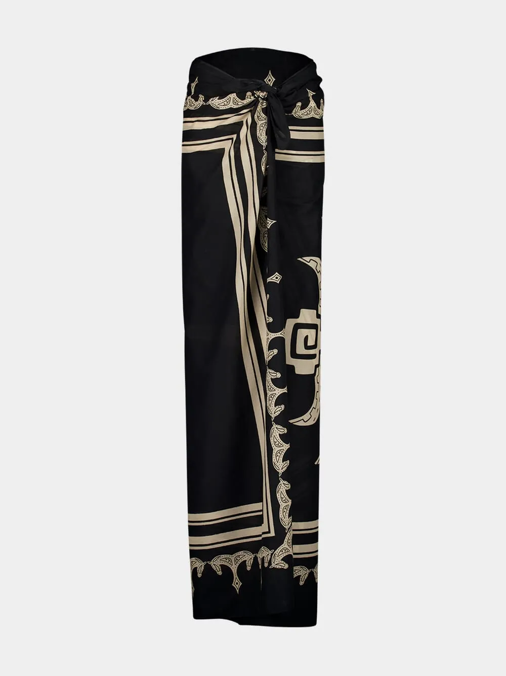 Iconic Black Ancestral Palm Pareo sold by Fashion Clinic