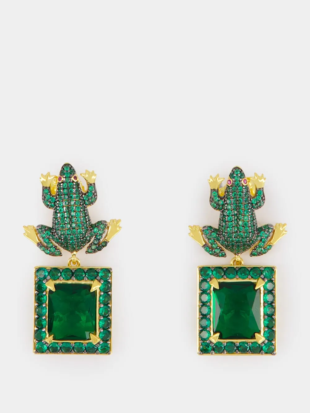 Frog Wales Earrings with Green Zirconia sold by Fashion Clinic