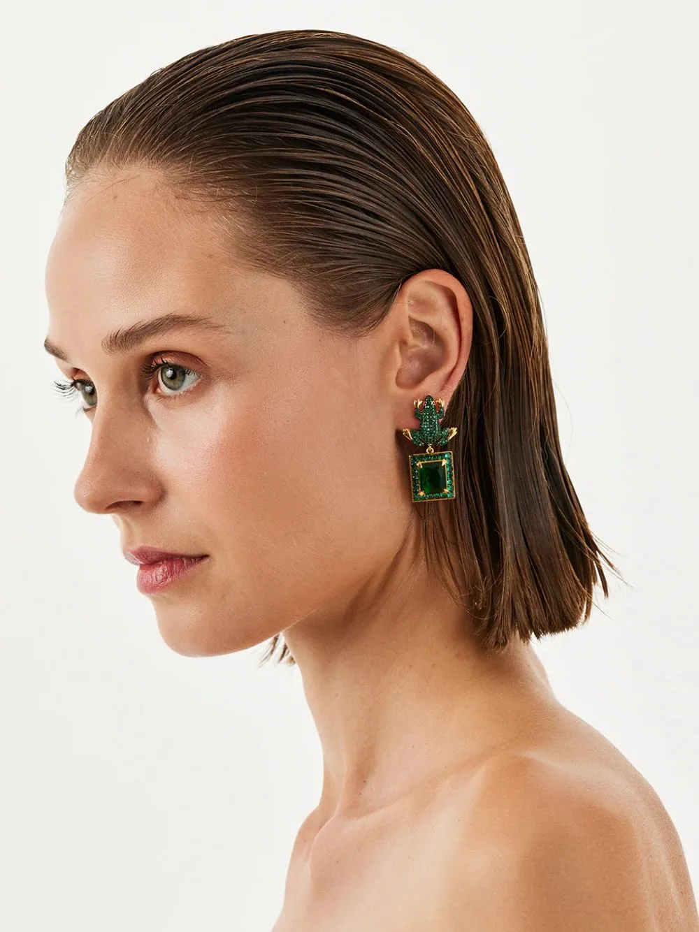 Frog Wales Earrings with Green Zirconia sold by Fashion Clinic product image thumbnail 2