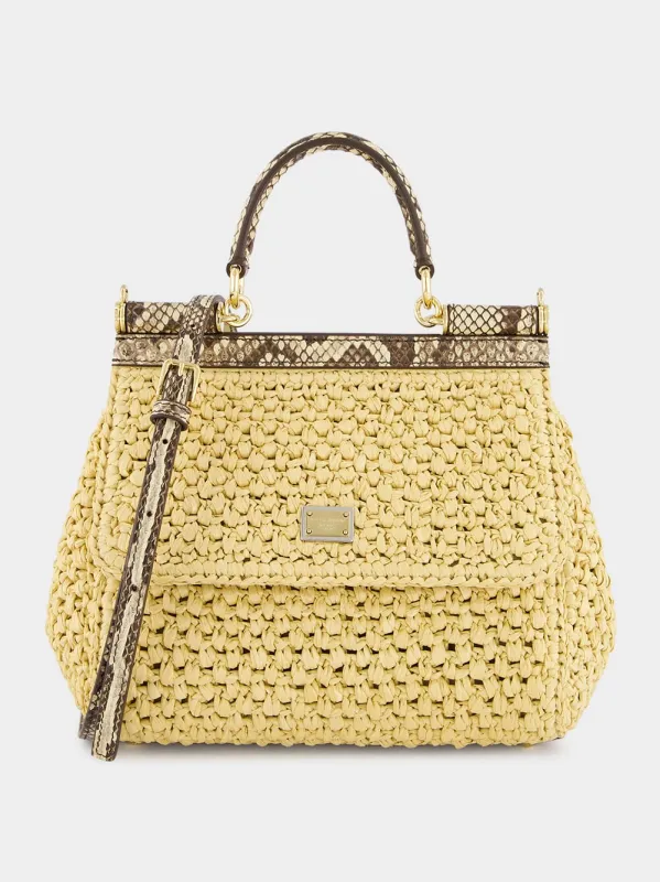 Medium Raffia Crochet Sicily Shoulder Bag sold by Fashion Clinic
