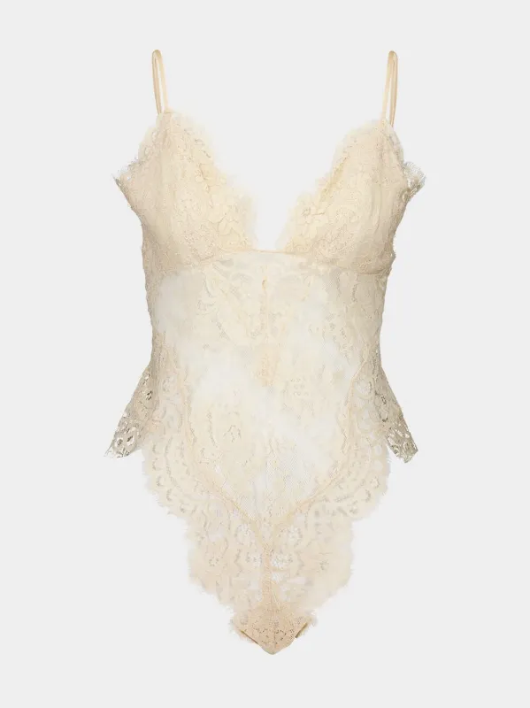 Cream Illustration Lace Teddy sold by Fashion Clinic