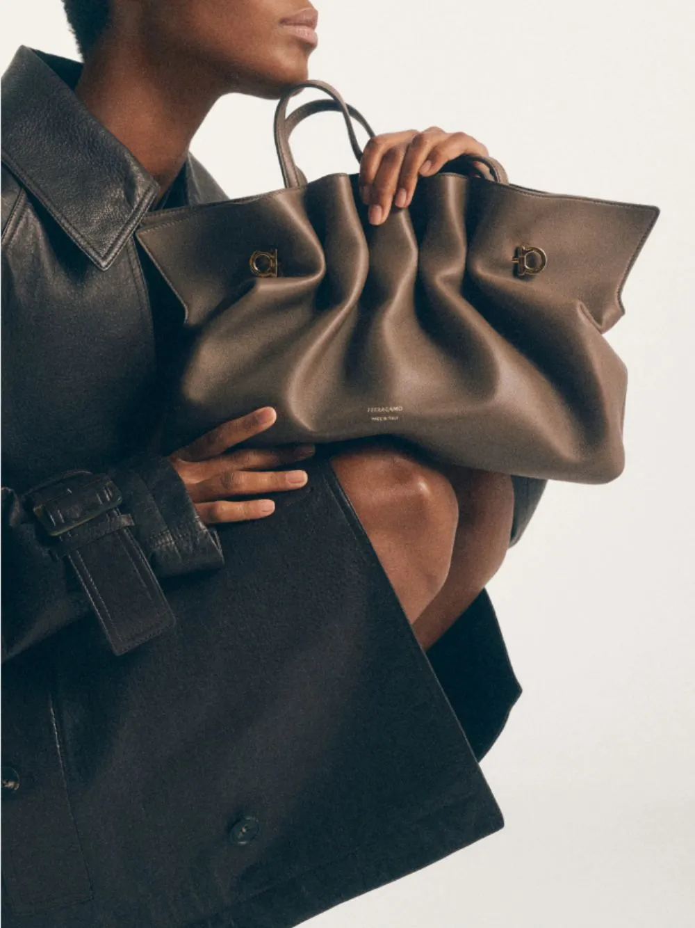 Cement Brown Medium Soft Shoulder Bag sold by Fashion Clinic