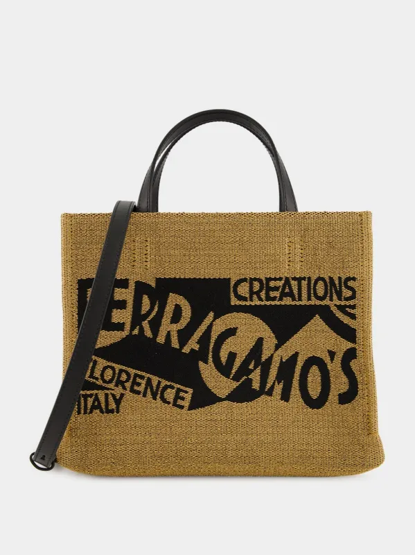 Honey Medium Venna Logo Tote Bag sold by Fashion Clinic
