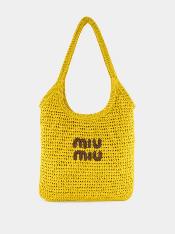 Ivy Raffia-Effect Woven Tote Bag in Ocre sold by Fashion Clinic