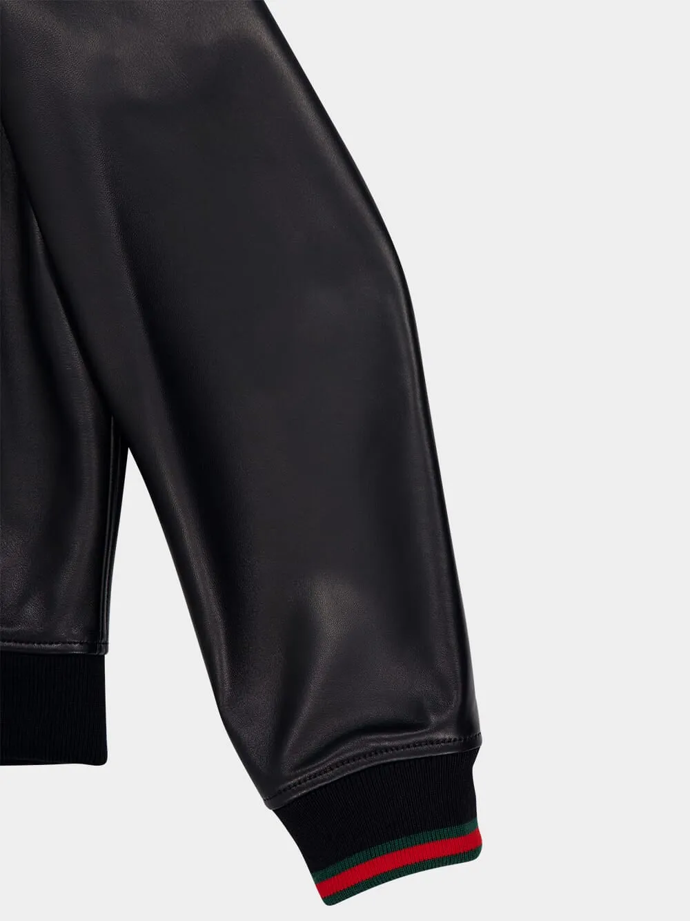 Leather Bomber Jacket with Web sold by Fashion Clinic product image thumbnail 4