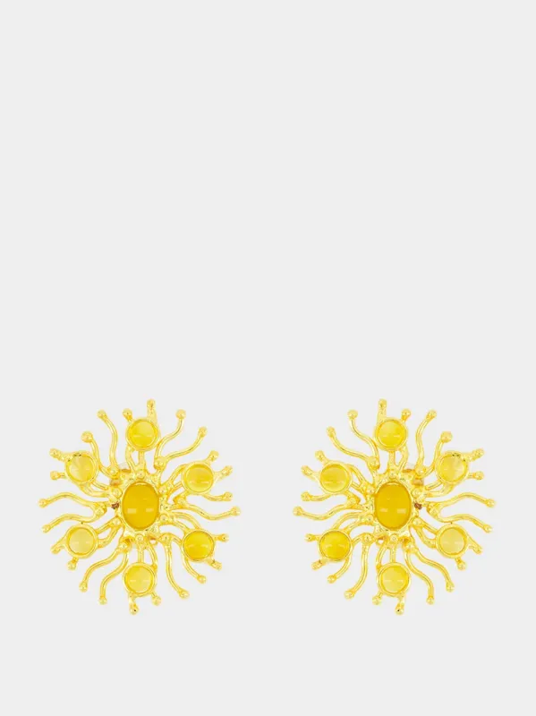 Gold Sunshine Earrings with Yellow Onyx sold by Fashion Clinic