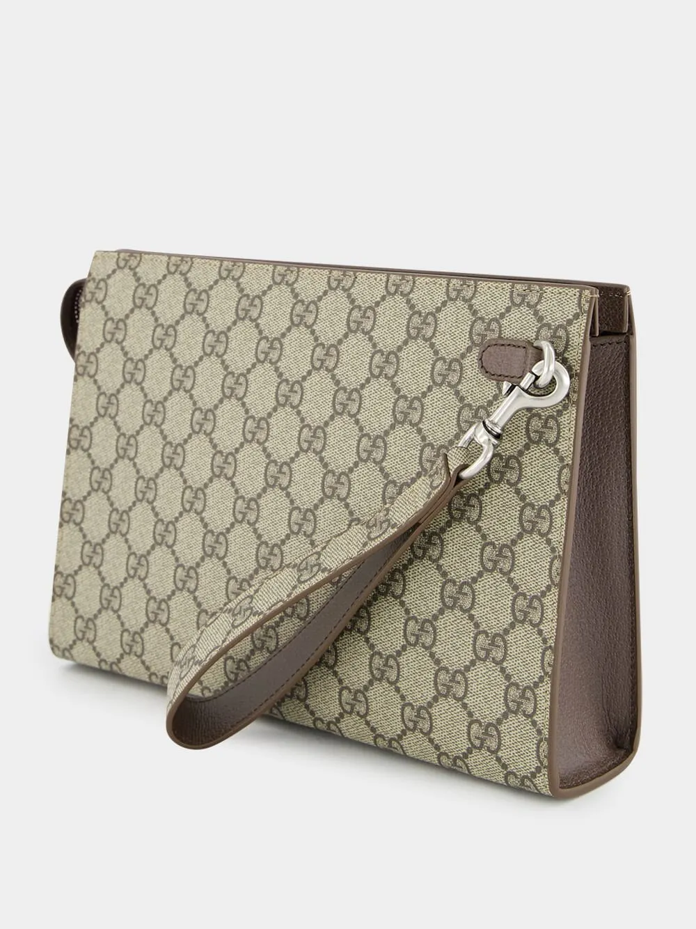 Beige GG Supreme Pouch with Brown Leather Trim sold by Fashion Clinic product image thumbnail 4