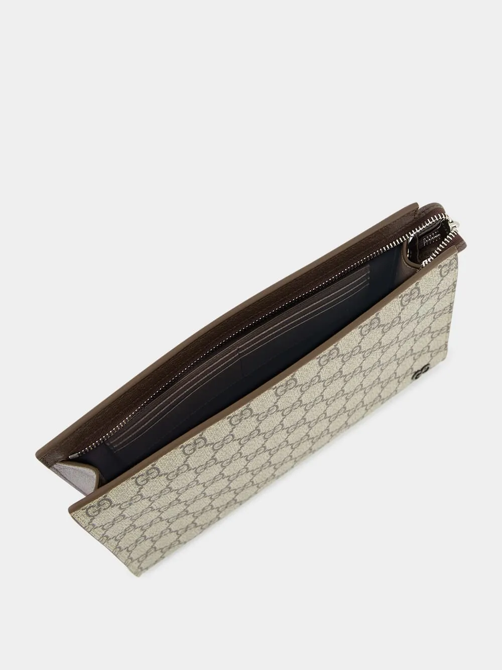 Beige GG Supreme Pouch with Brown Leather Trim sold by Fashion Clinic product image thumbnail 5