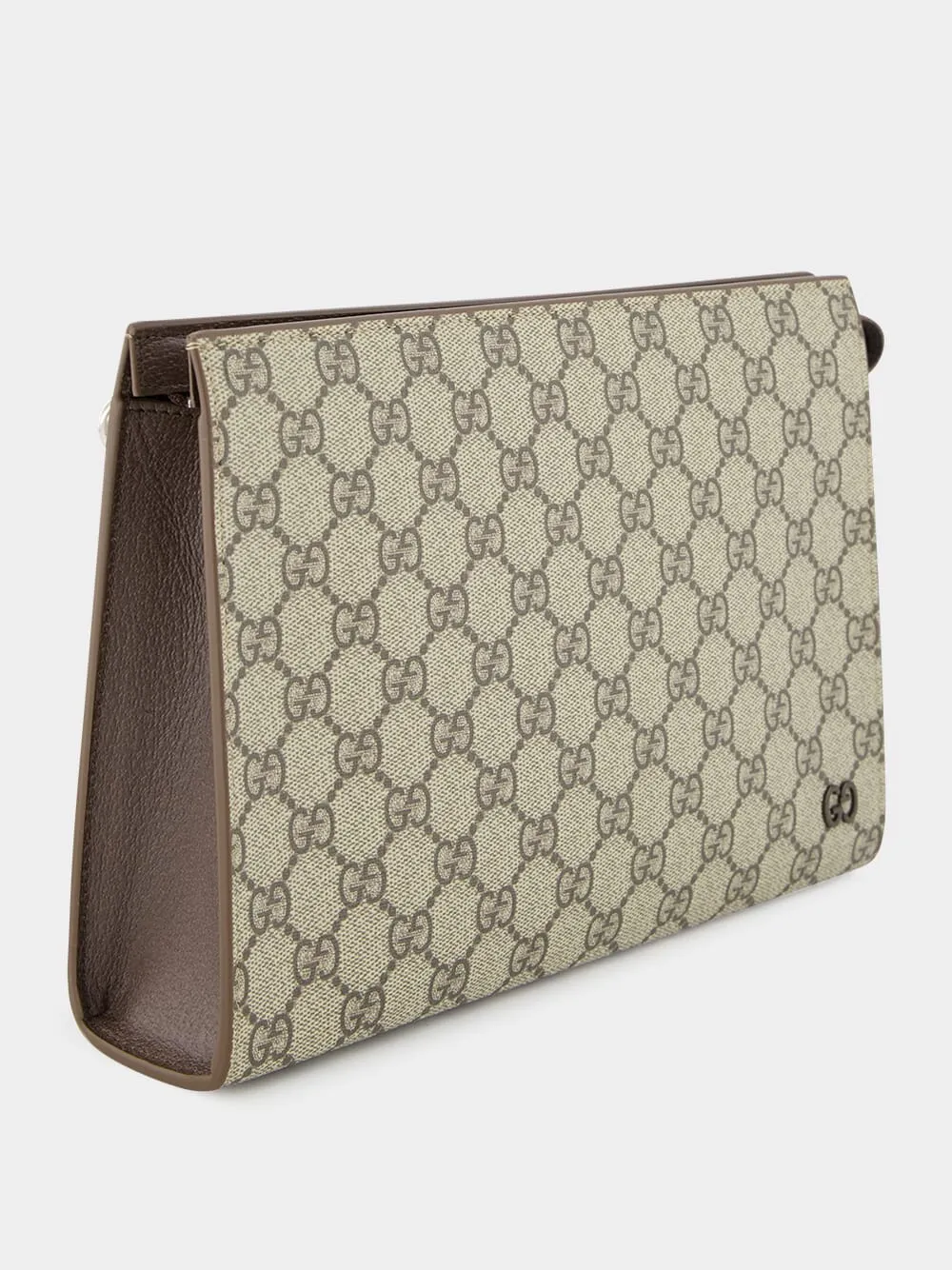 Beige GG Supreme Pouch with Brown Leather Trim sold by Fashion Clinic product image thumbnail 2