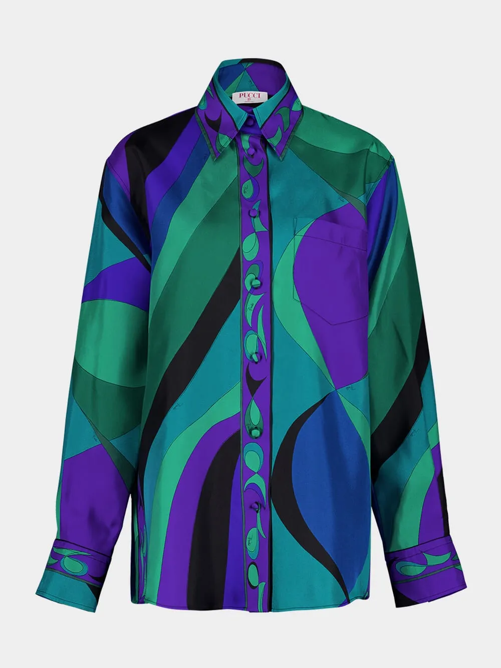 Emerald Printed Silk Twill Shirt sold by Fashion Clinic