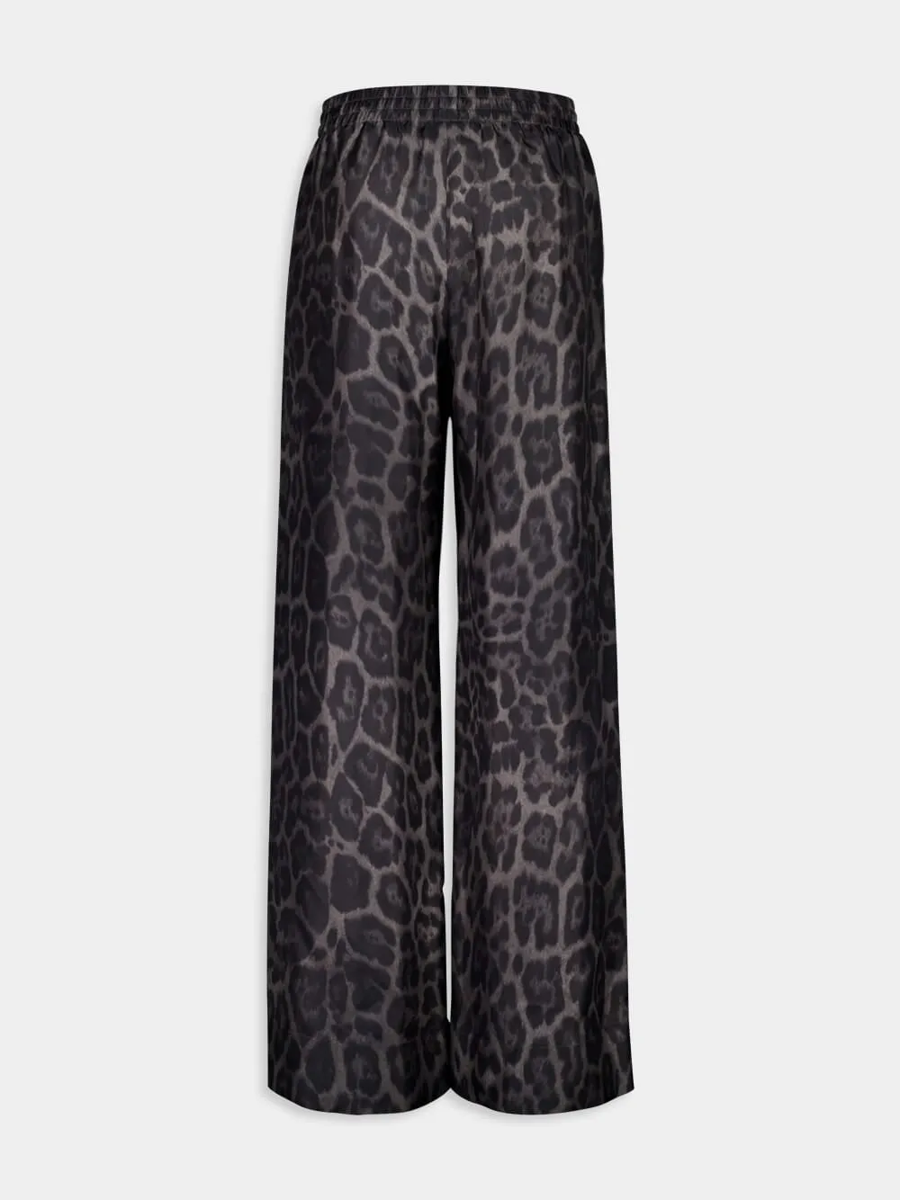 Ash Grey Silk Leopard Pajama Trousers sold by Fashion Clinic product image thumbnail 2