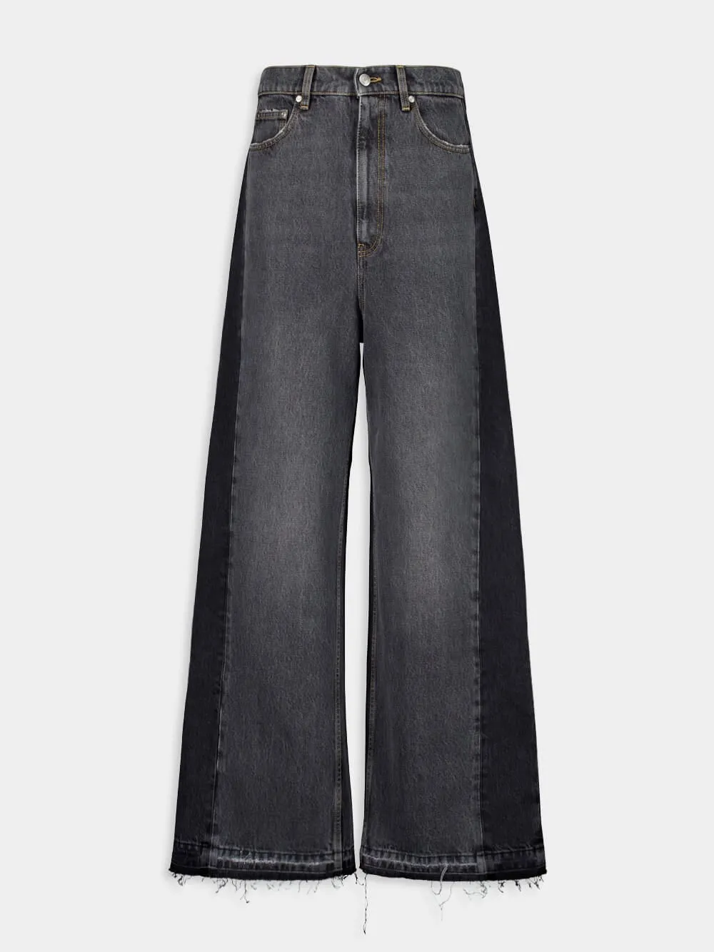 Two-Tone Black Wide-Leg Denim Jeans sold by Fashion Clinic