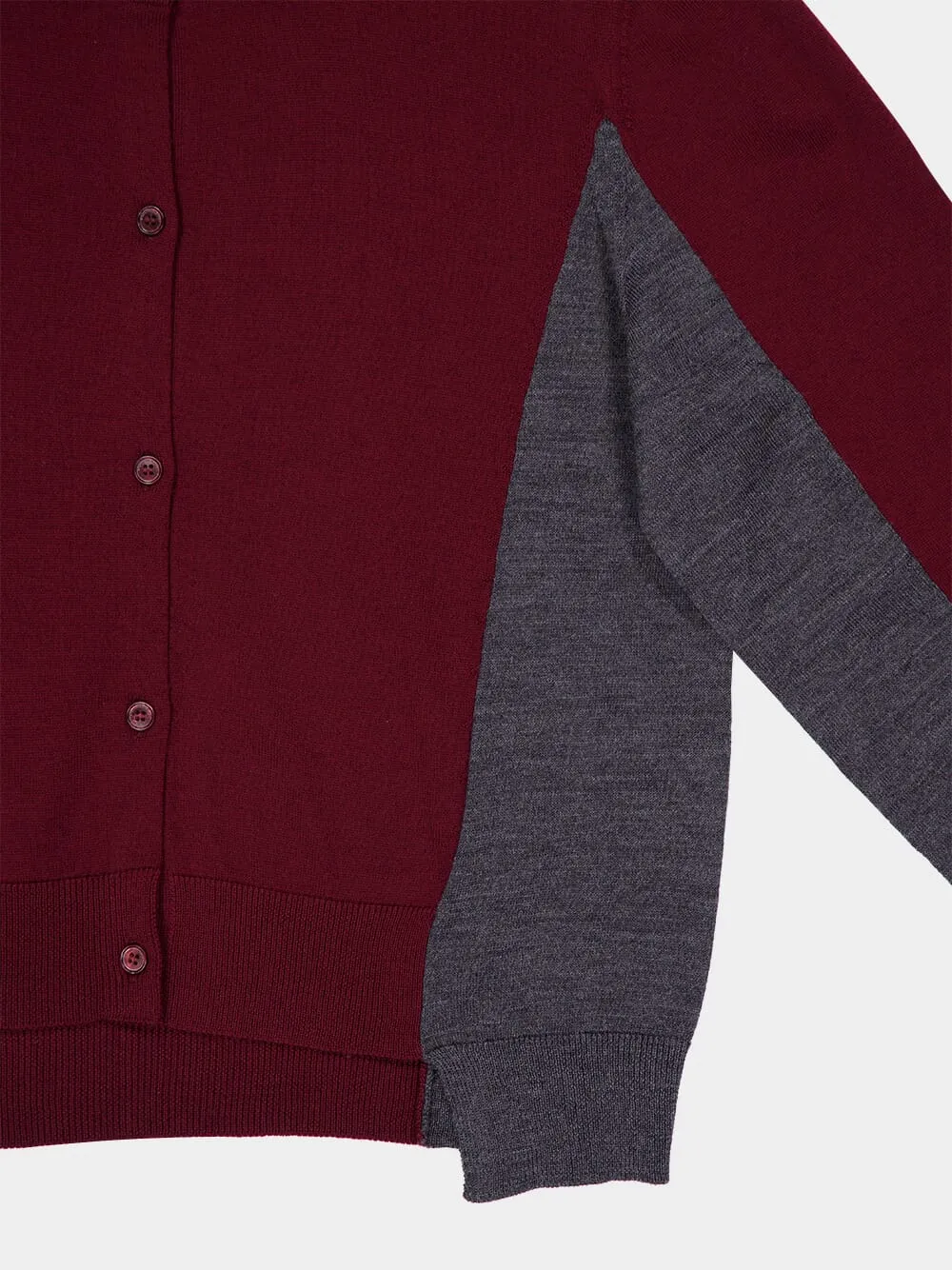 Grey and Bordeaux Cropped Wool Cardigan sold by Fashion Clinic product image thumbnail 4