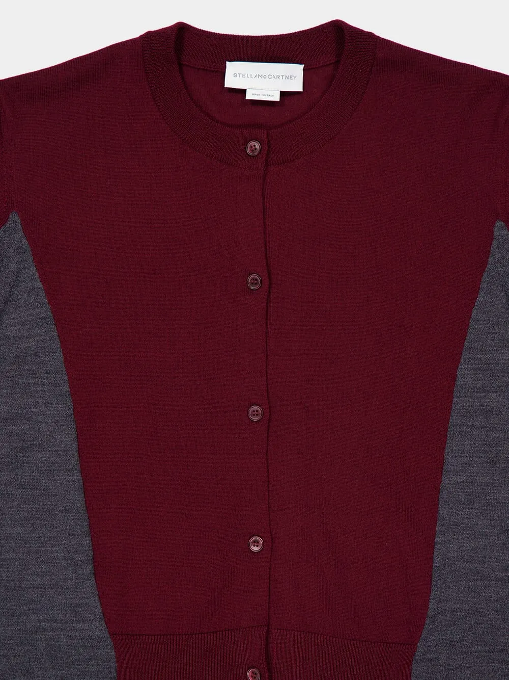 Grey and Bordeaux Cropped Wool Cardigan sold by Fashion Clinic product image thumbnail 3