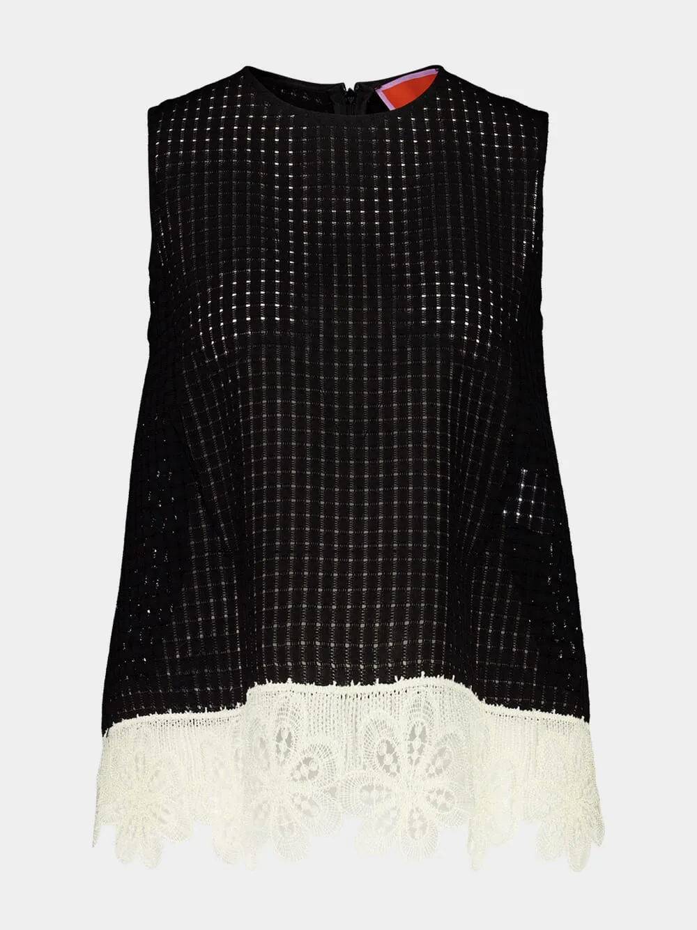 La Scala Black Sleeveless Top with Lace Hem sold by Fashion Clinic