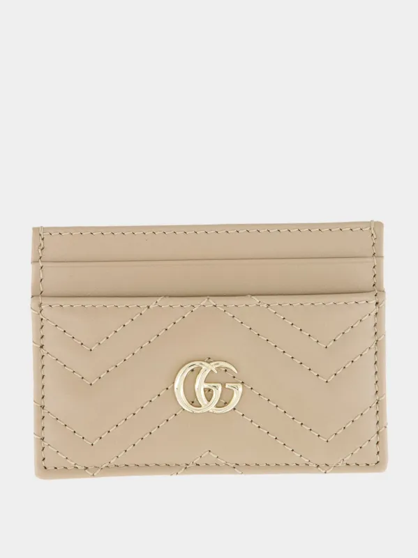 Taupe GG Marmont Leather Card Case sold by Fashion Clinic