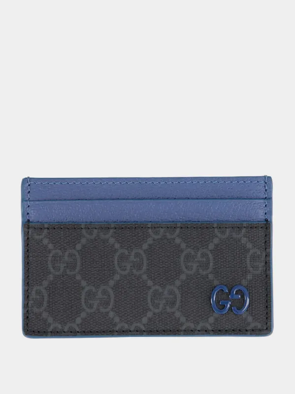 Black Supreme and Blue Bi-Color GG Supreme Card Case sold by Fashion Clinic