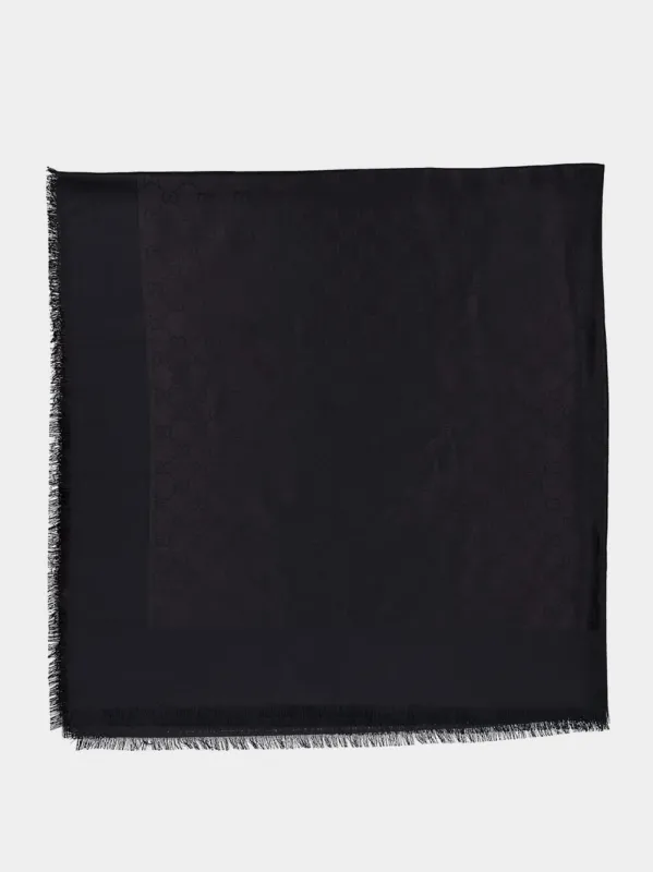 Black GG Silk Cotton Jacquard Shawl sold by Fashion Clinic