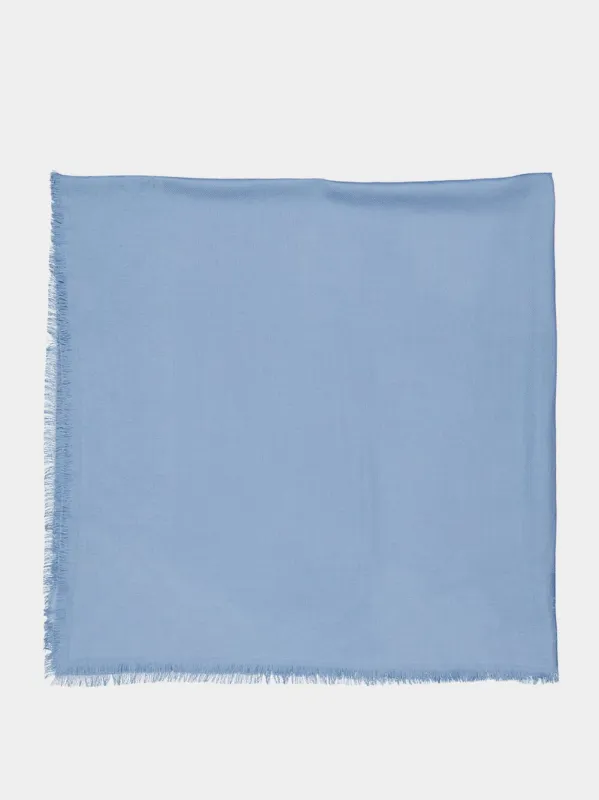Light Blue GG Wool Silk Jacquard Shawl sold by Fashion Clinic