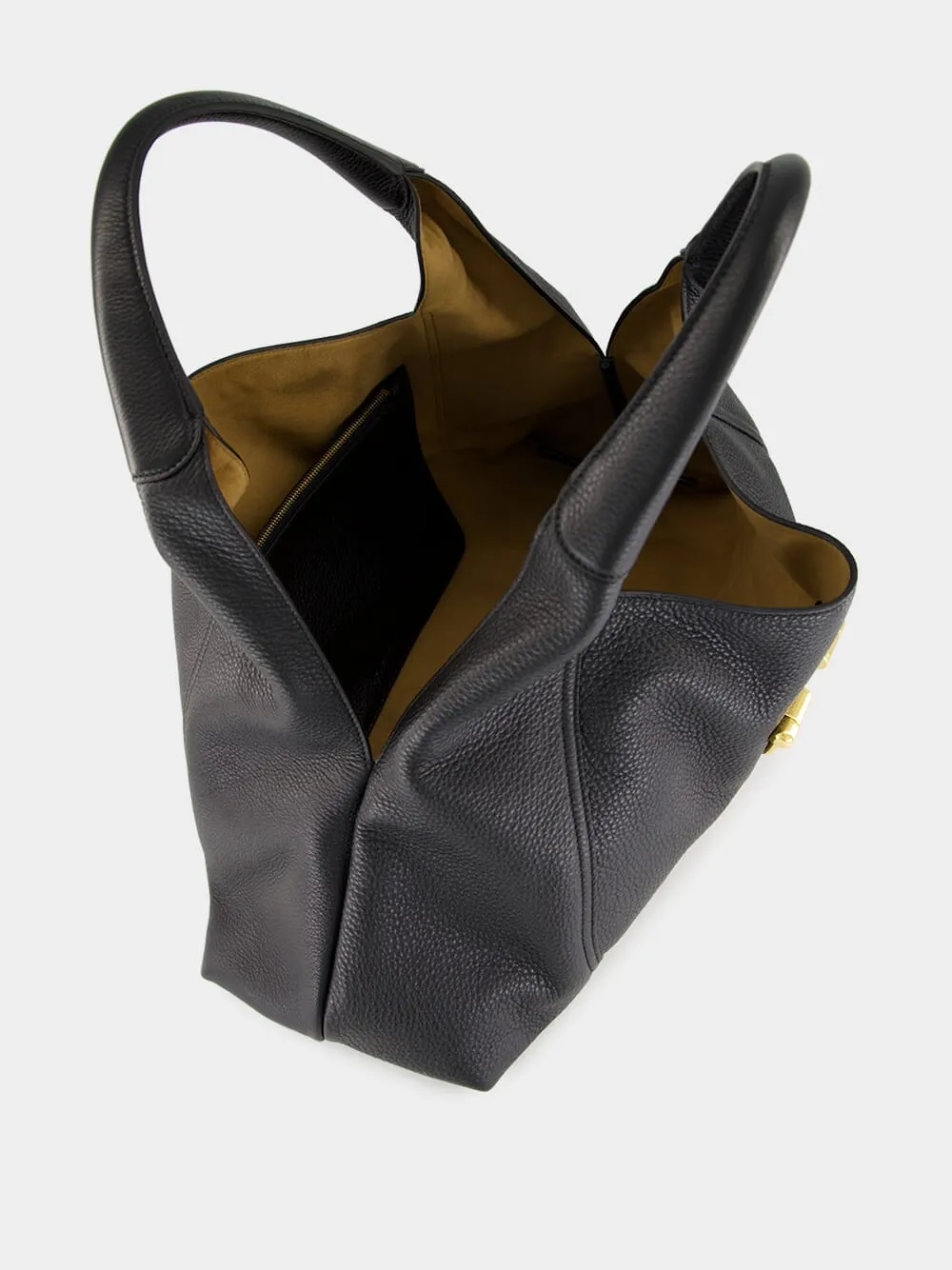 Black Leather Softbit Maxi Bag sold by Fashion Clinic product image thumbnail 5