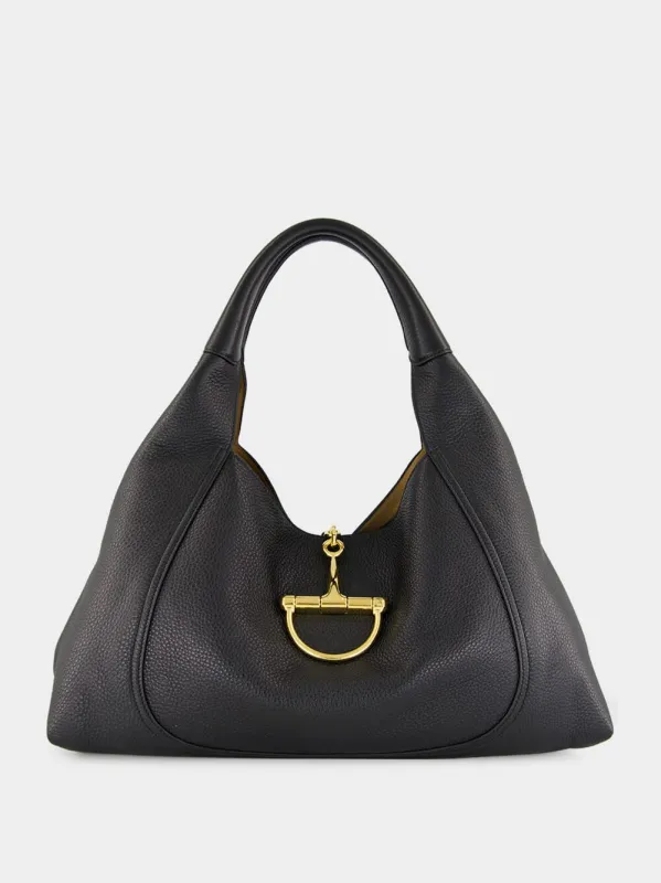 Black Leather Softbit Maxi Bag sold by Fashion Clinic