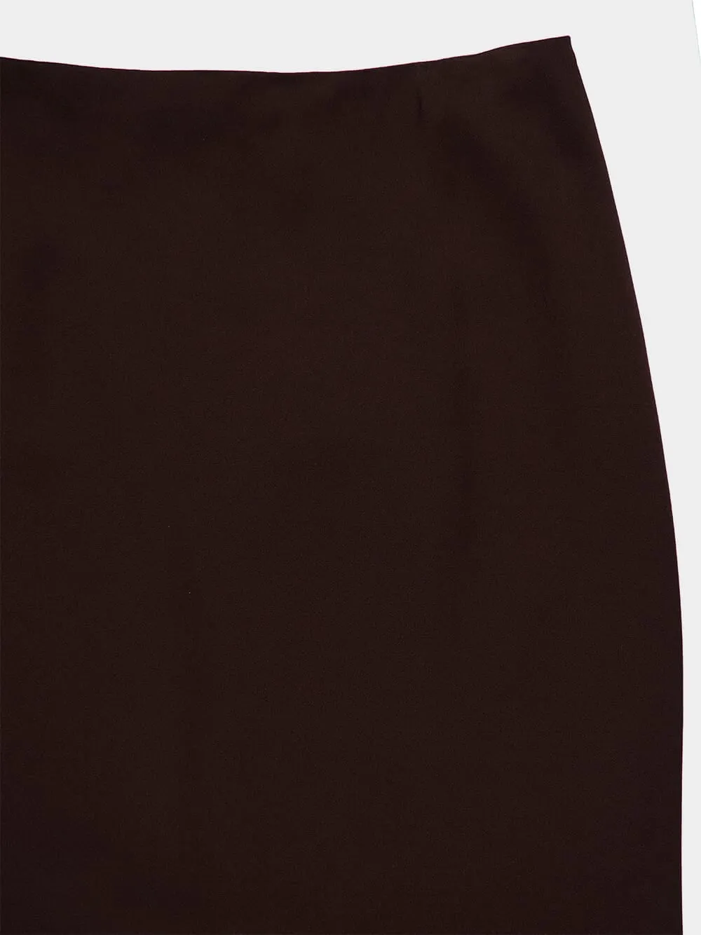 Deep Brown Satin Midi Skirt sold by Fashion Clinic product image thumbnail 3