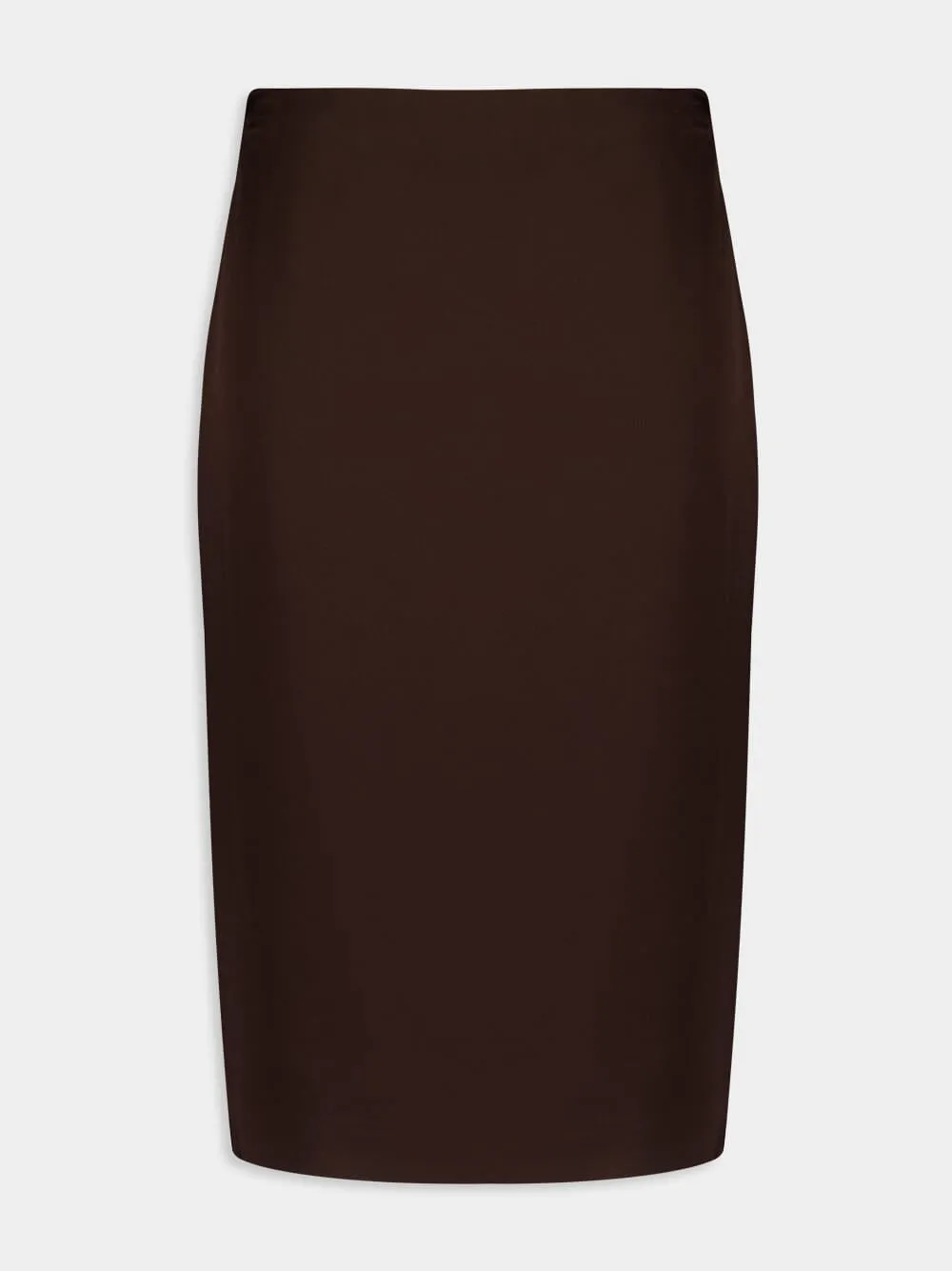 Deep Brown Satin Midi Skirt sold by Fashion Clinic