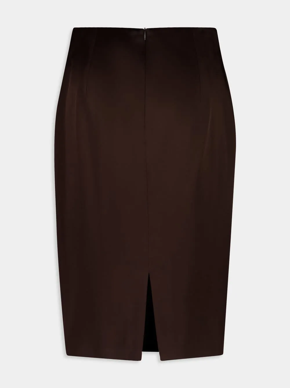Deep Brown Satin Midi Skirt sold by Fashion Clinic product image thumbnail 2