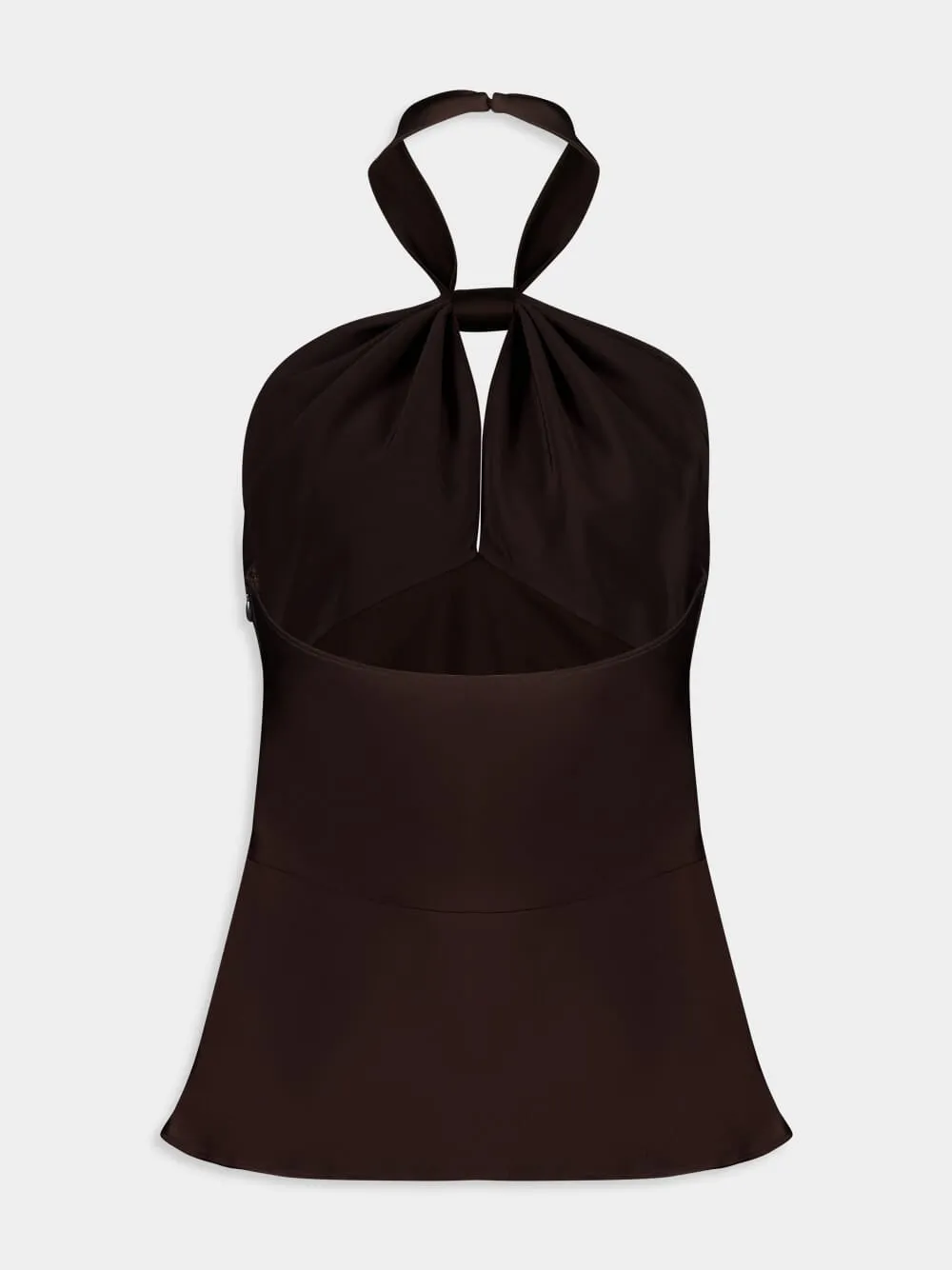 Deep Brown Halterneck Satin Top sold by Fashion Clinic product image thumbnail 2