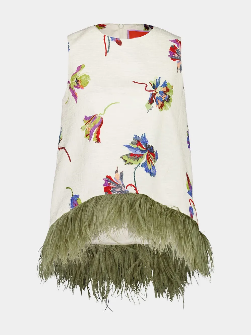La Scala Infiorata Sleeveless Top with Feathers sold by Fashion Clinic