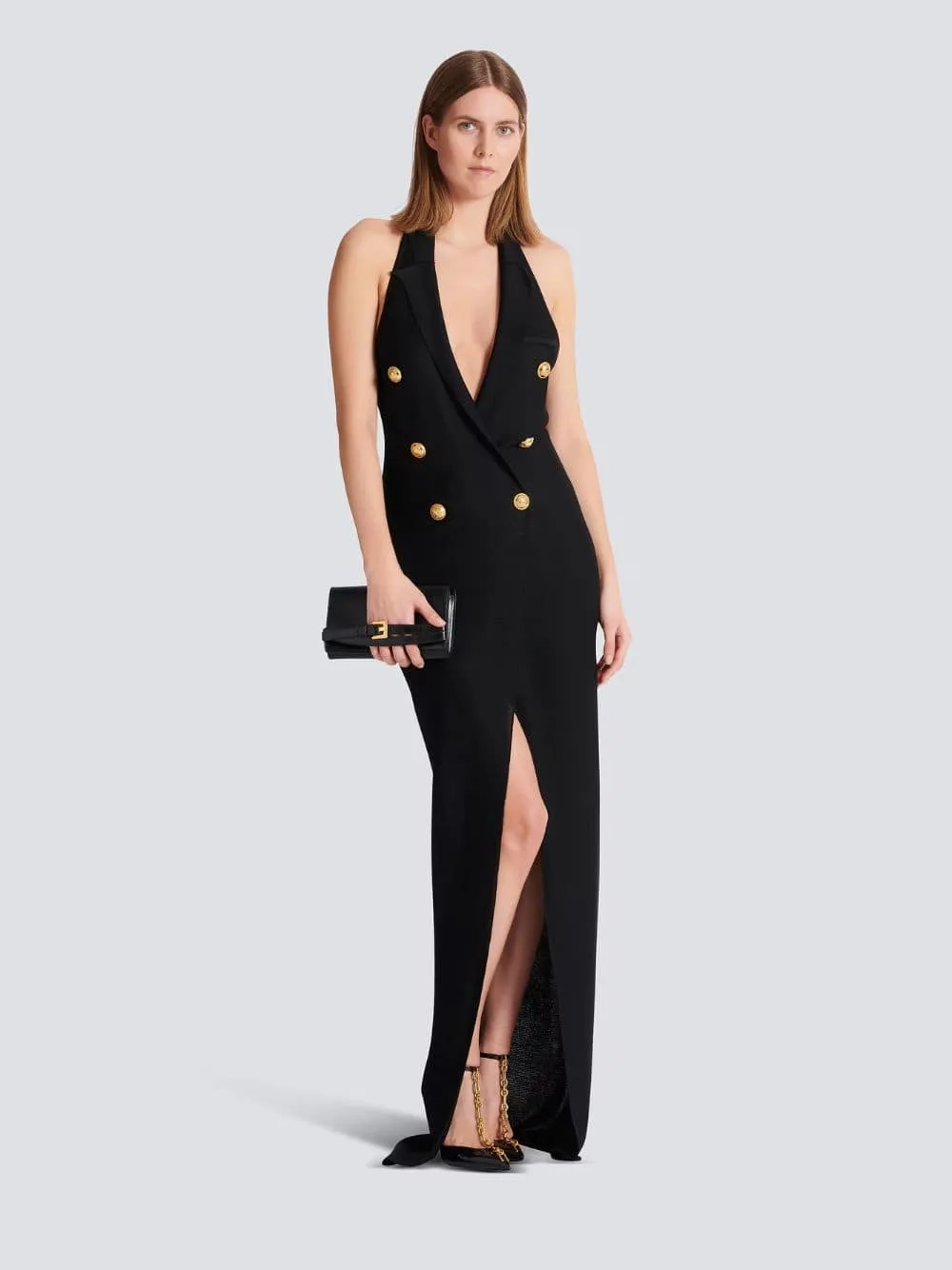 Black Halterneck Knit Maxi Dress sold by Fashion Clinic