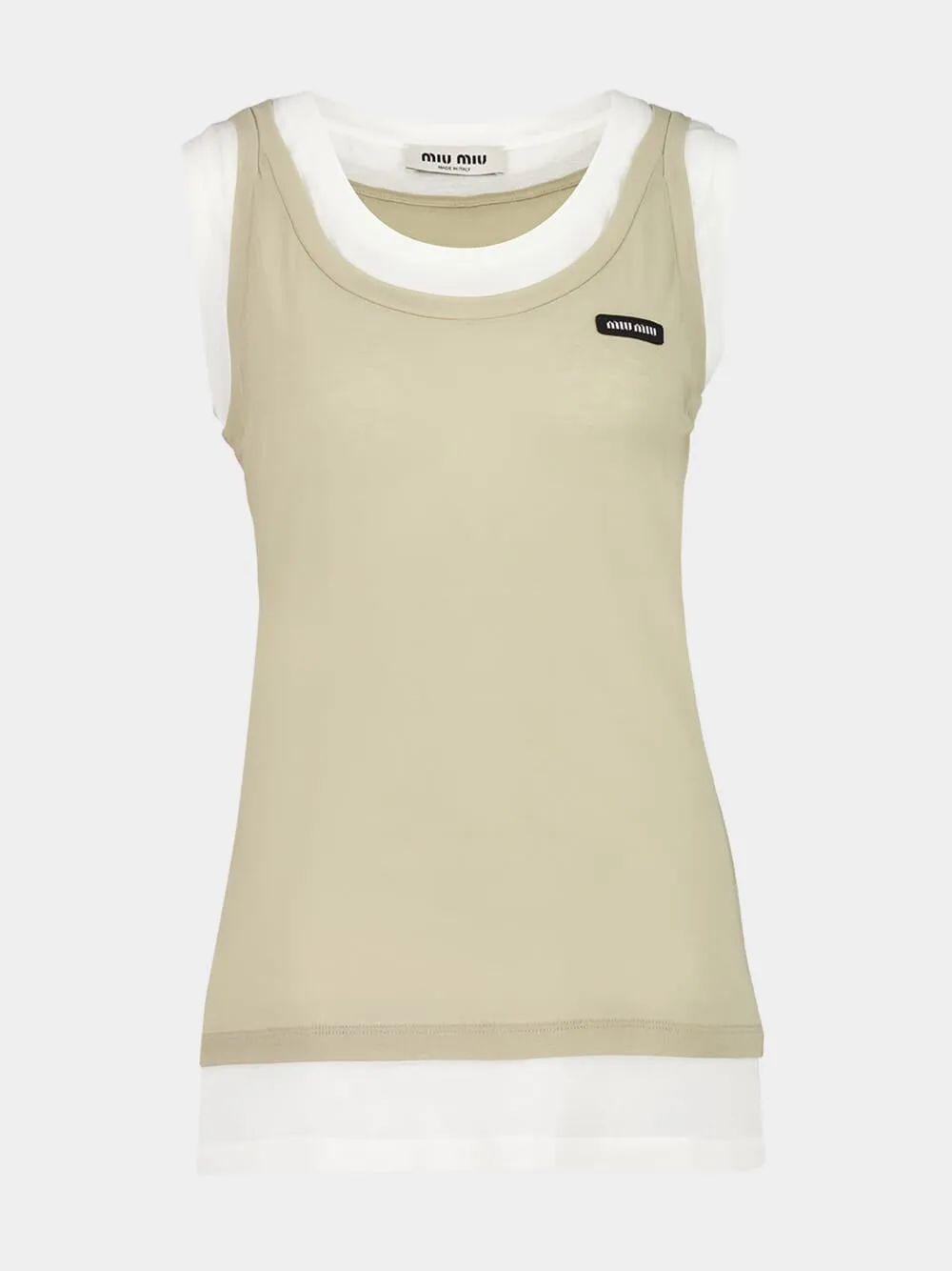 White and Pumice Ribbed Jersey Tank Top sold by Fashion Clinic product image thumbnail 2