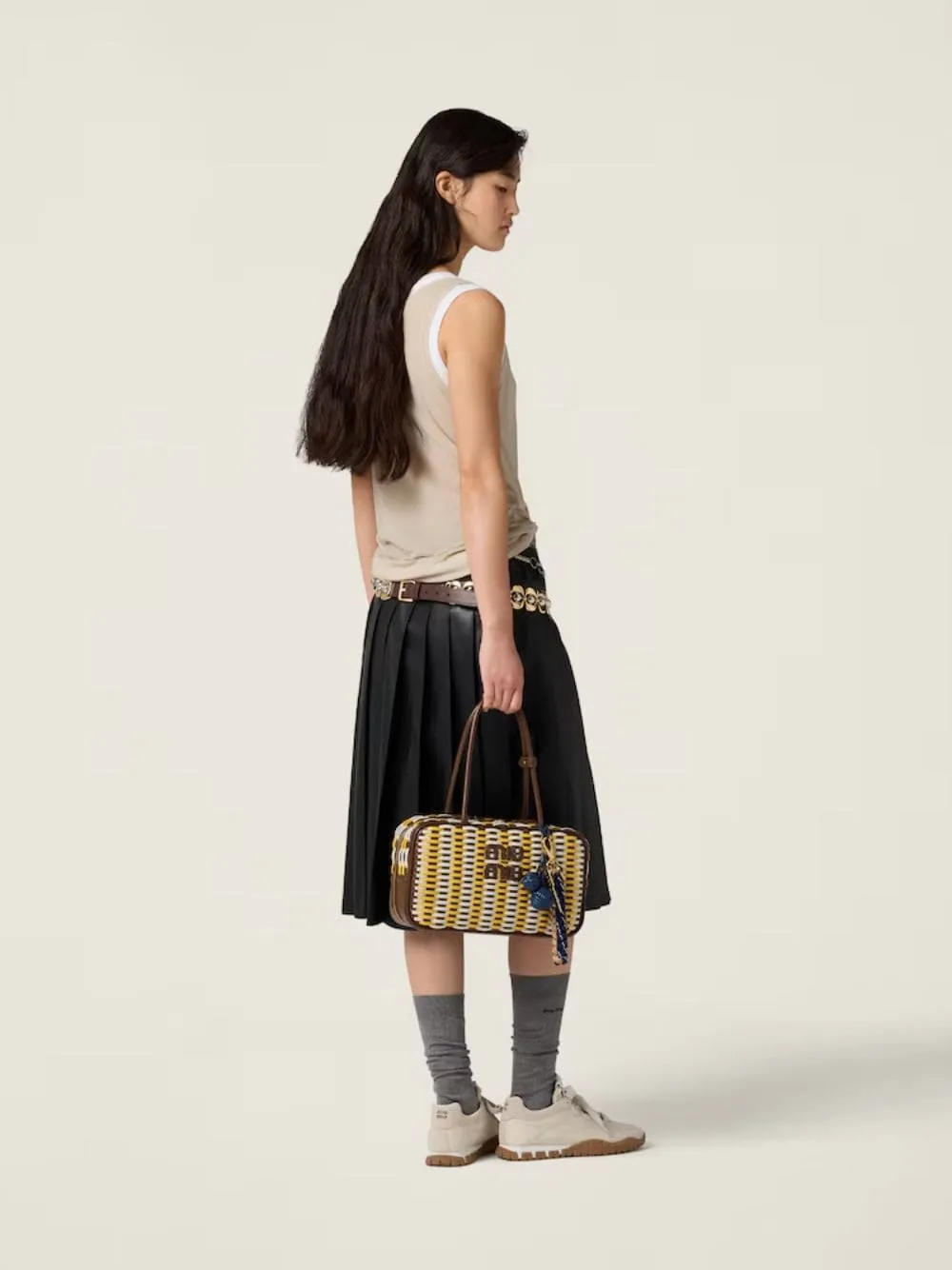 White and Pumice Ribbed Jersey Tank Top sold by Fashion Clinic product image thumbnail 3