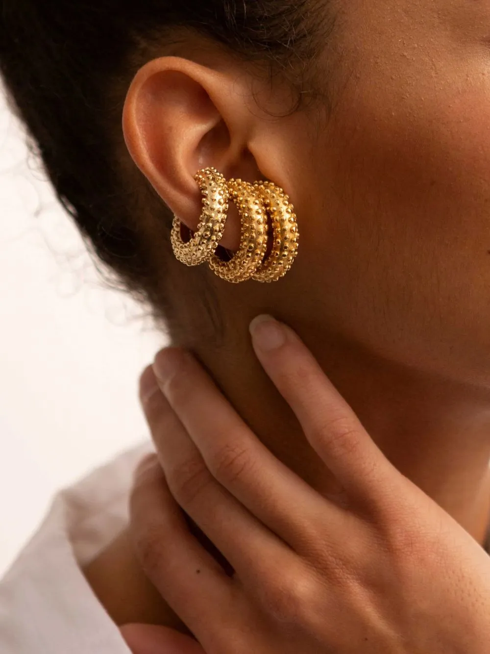 Electra 18k Gold-Plated Textured Ear Cuff sold by Fashion Clinic product image thumbnail 2