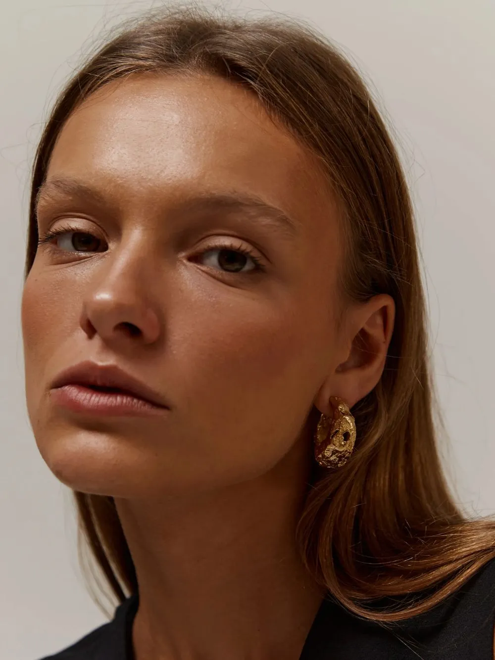 Galia 18k Gold-Plated Textured Hoop Earrings sold by Fashion Clinic