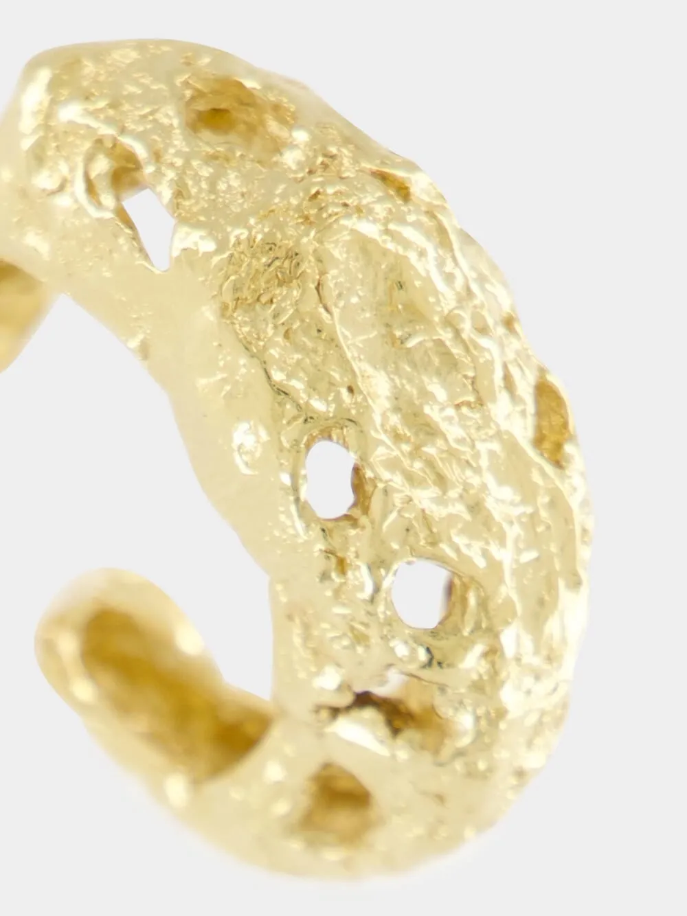 Galia 18k Gold-Plated Textured Hoop Earrings sold by Fashion Clinic product image thumbnail 4