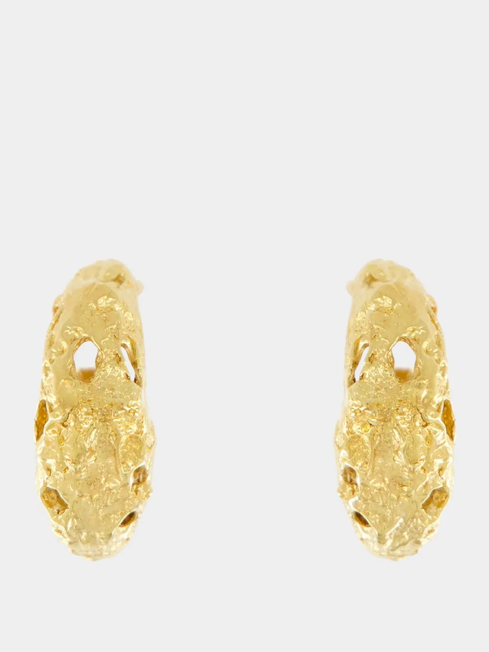 Galia 18k Gold-Plated Textured Hoop Earrings sold by Fashion Clinic product image thumbnail 2