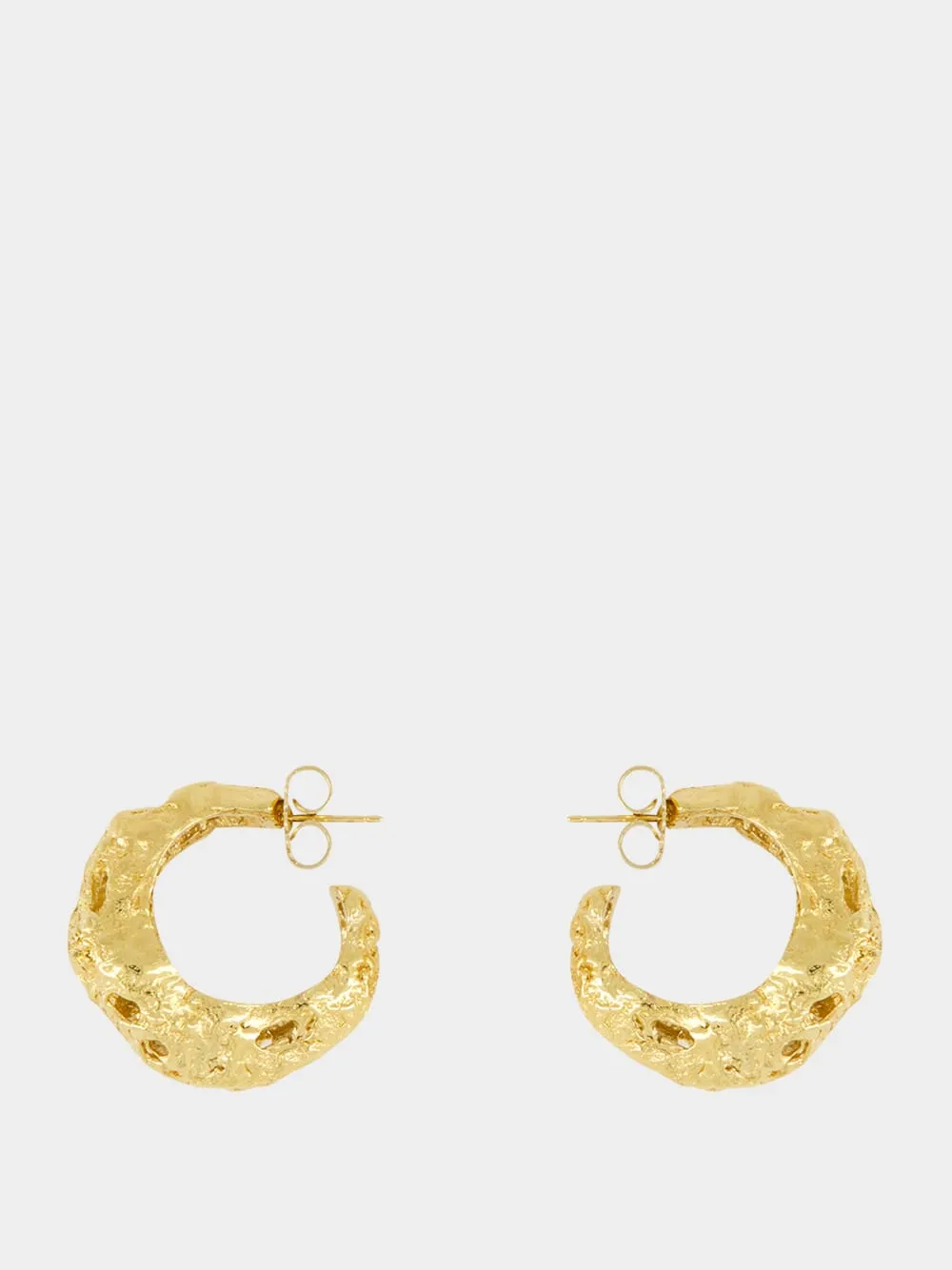 Galia 18k Gold-Plated Textured Hoop Earrings sold by Fashion Clinic product image thumbnail 3