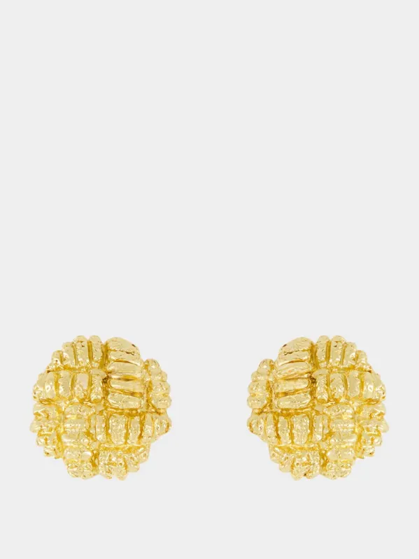 Ares 18k Gold-Plated Textured Earrings sold by Fashion Clinic