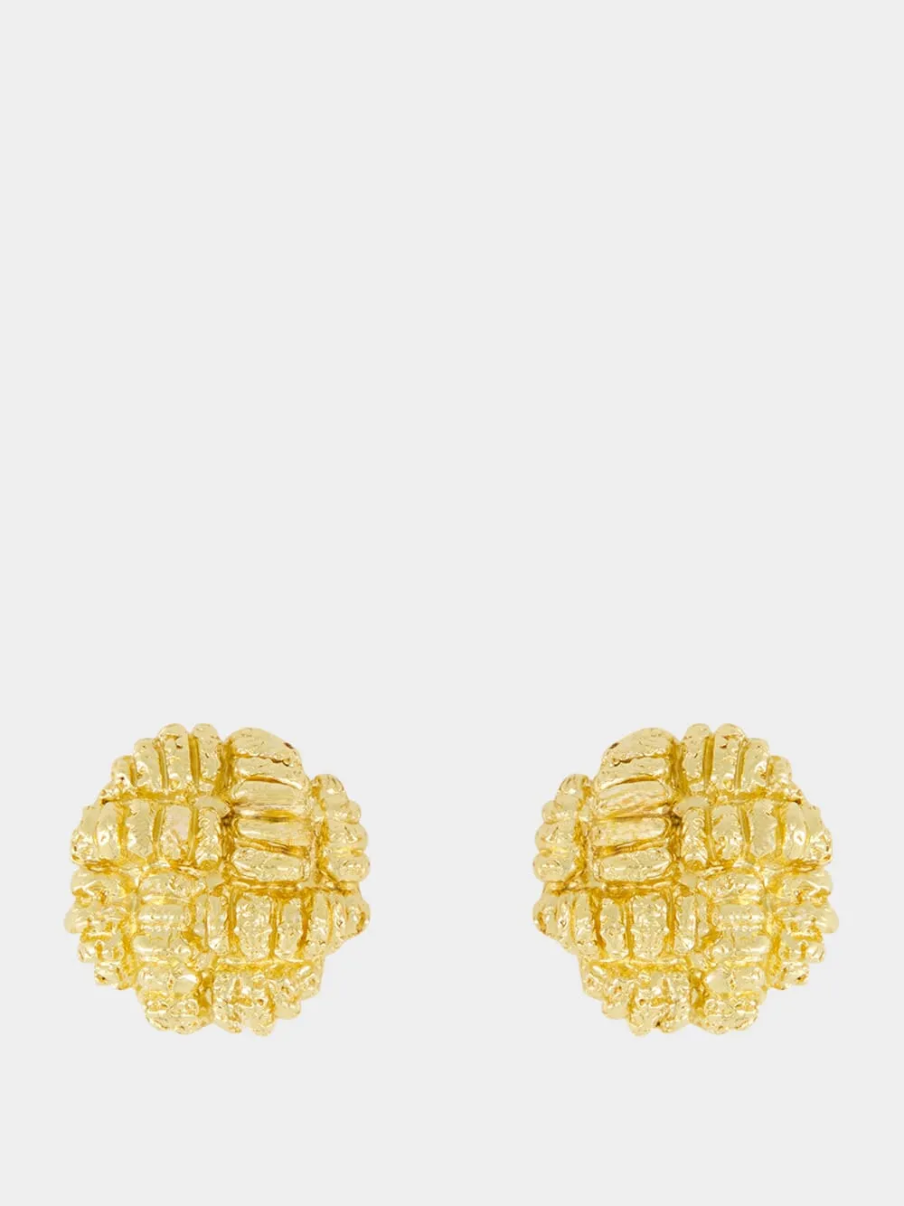 Ares 18k Gold-Plated Textured Earrings sold by Fashion Clinic