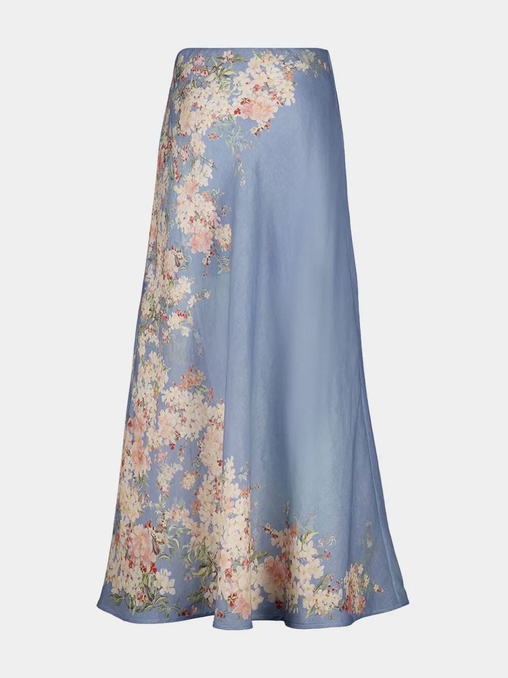 Teal Blue Botanical Floral Cascadian Bias Skirt sold by Fashion Clinic product image thumbnail 2