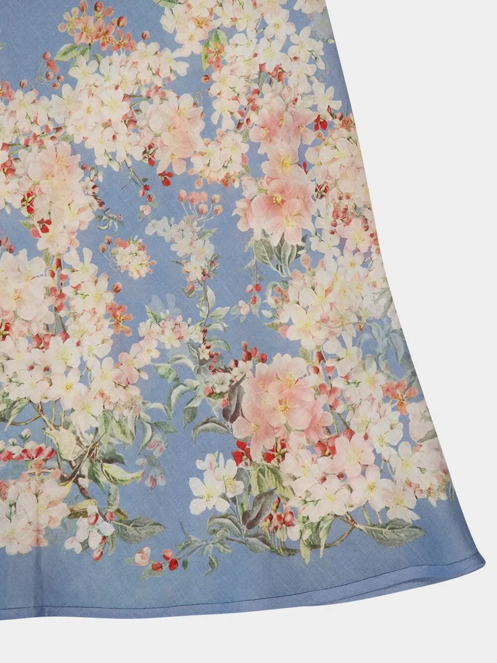Teal Blue Botanical Floral Cascadian Bias Skirt sold by Fashion Clinic product image thumbnail 4